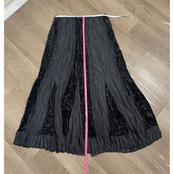 Chico’s Black Crinkle Velvet‎ Panel Skirt Sz 12/14 Boho Gothic Festival Evening - Picture 3 of 8